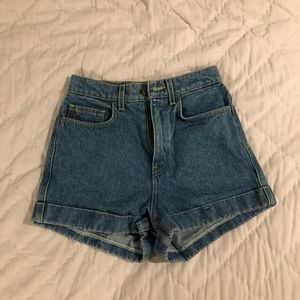 American Apparel High-Waisted Denim Cuff Shorts